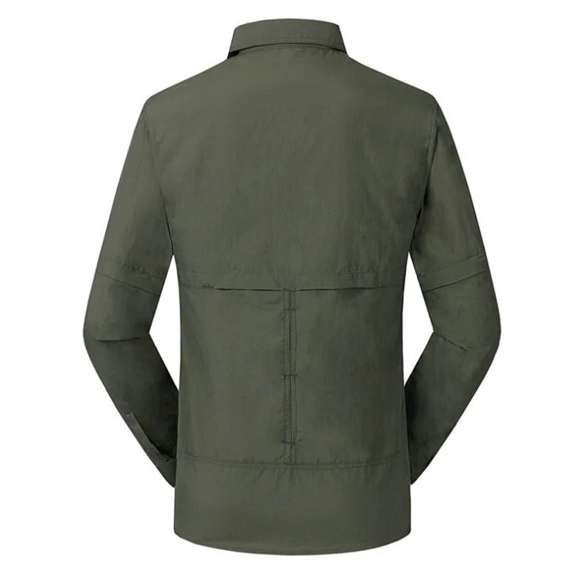 Custom Button down collared fishing shirts Long Sleeve Polyester quick dry shirts UV Protection men Fishing Shirt for men