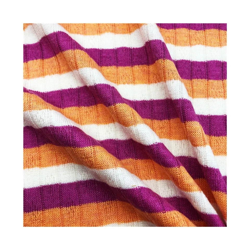 Hot-sale 210gsm 70%R 13%N 12%T 3%W 2%SP coloured sliver cashmere imitation rib yarn dyed knitting jacquard fabric for dress