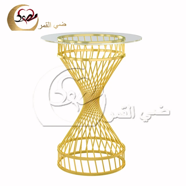 Night club furniture gold stainless steel base bar table sets