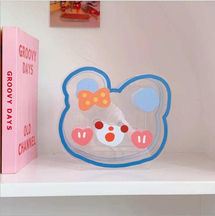 Creative cartoon soft cute bear rabbit multifunctional office stationery cosmetics student desktop acrylic pen organizer
