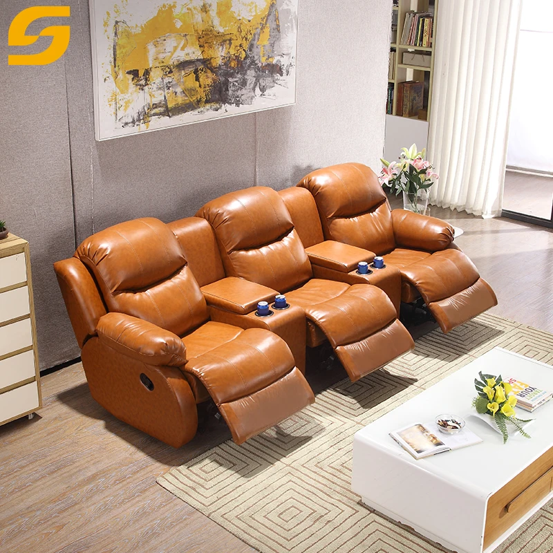 Sofa Set Furniture Modern Movie Theater Seat Home Cinema Chairs Comfortable 3 Seater Sectional Manual Recliner Sofa With Storage