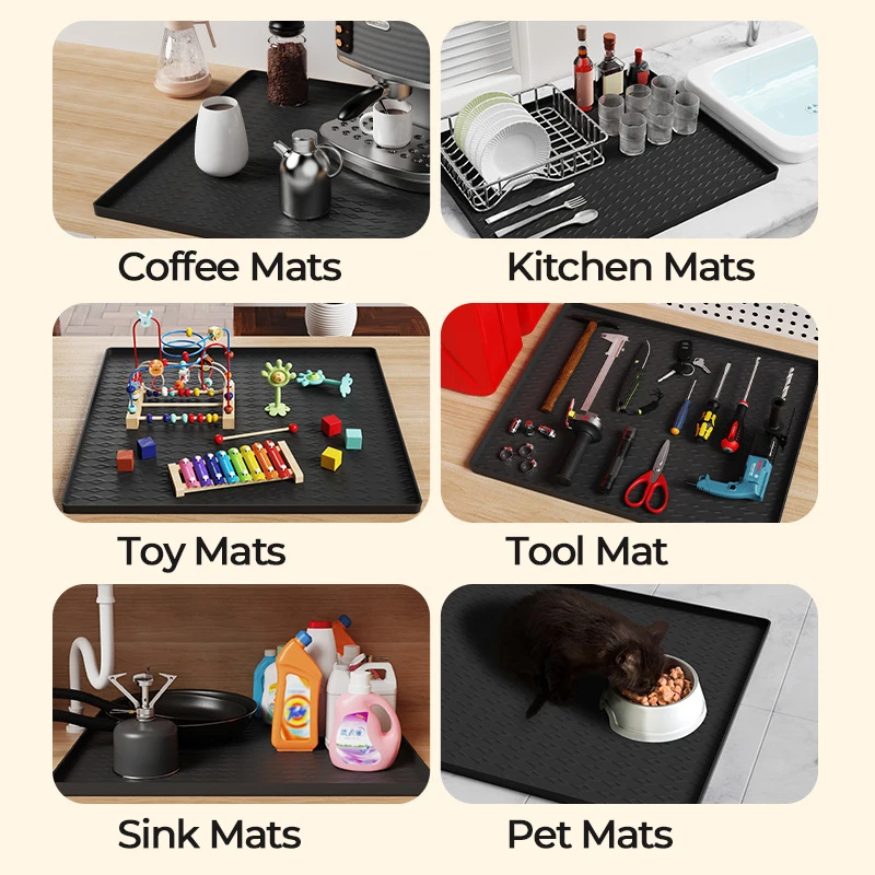 Anti-Slip Dust-Proof Waterproof Laundry Room Silicone Washing Machine Protector Mat Pad Washer and Dryer Top Covers