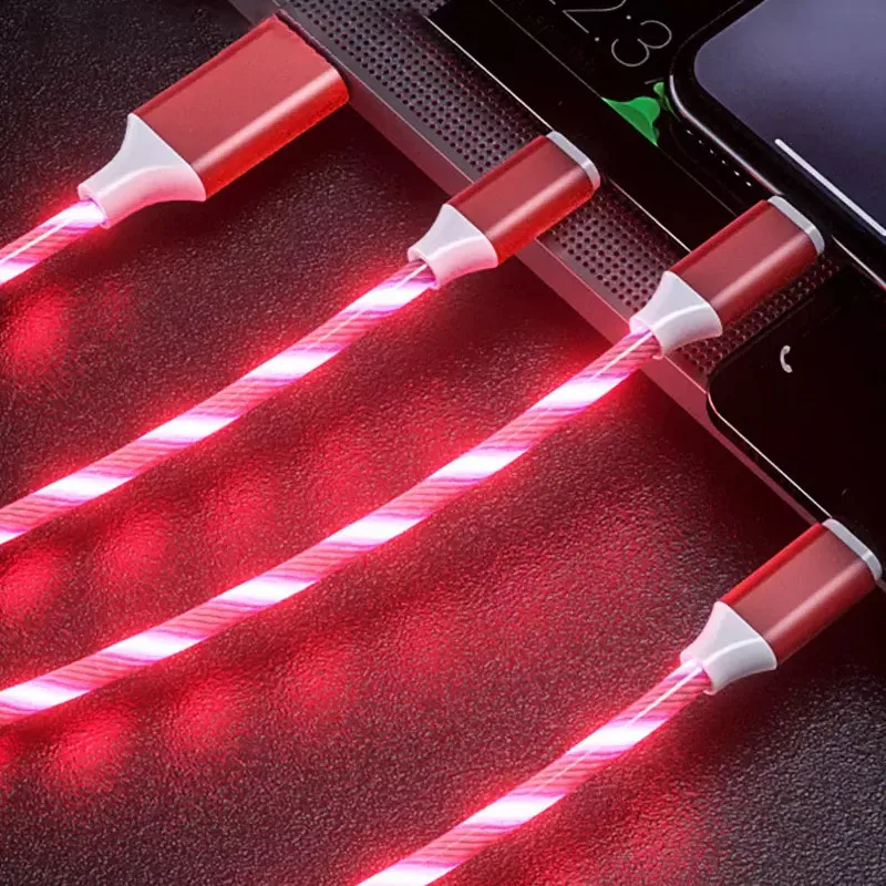 Wik-YT Lighting 3 в 1 светящийся 3 в 1 1,1 м зарядный кабель Type-C Micro USB для iPhone для одного разъема для Google