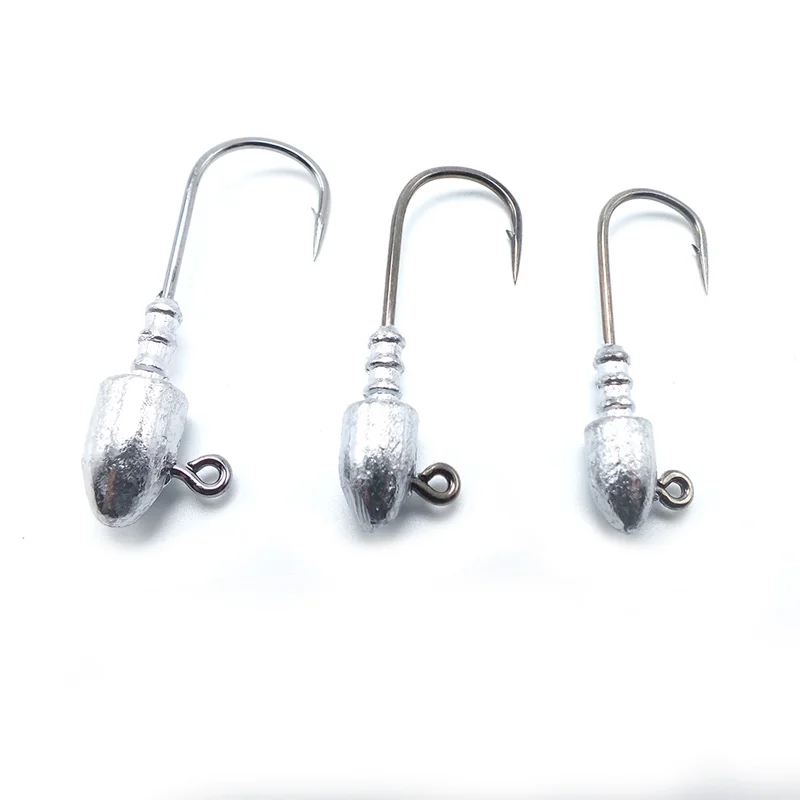 Hot sale fishing hook classical bullet shape 10g jig head in stock quality chemical sharpened fishing jig hooks