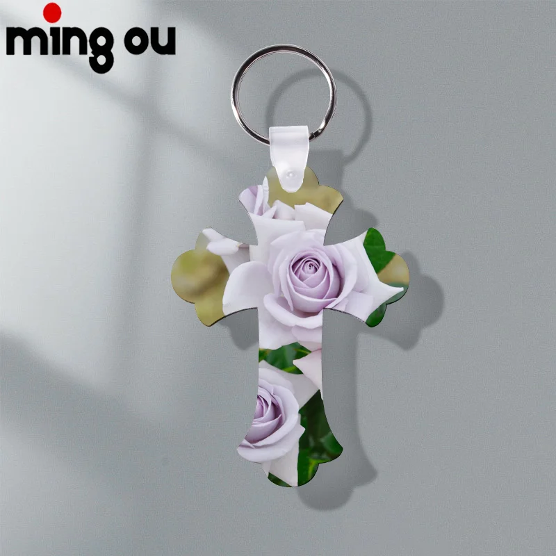 DIY Печатный MDF брелок-Крест Форма Сублимация заготовки брелок теплопередачи