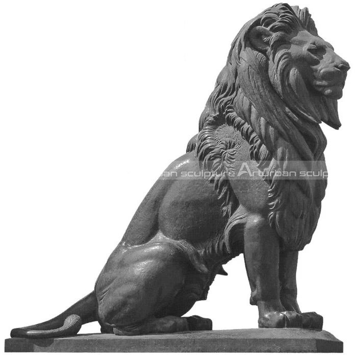 Marble Lion Statues For Sale Outdoor Garden Decoration Hot Sale Main Gate Entry Decor Black Stone Lion Statues