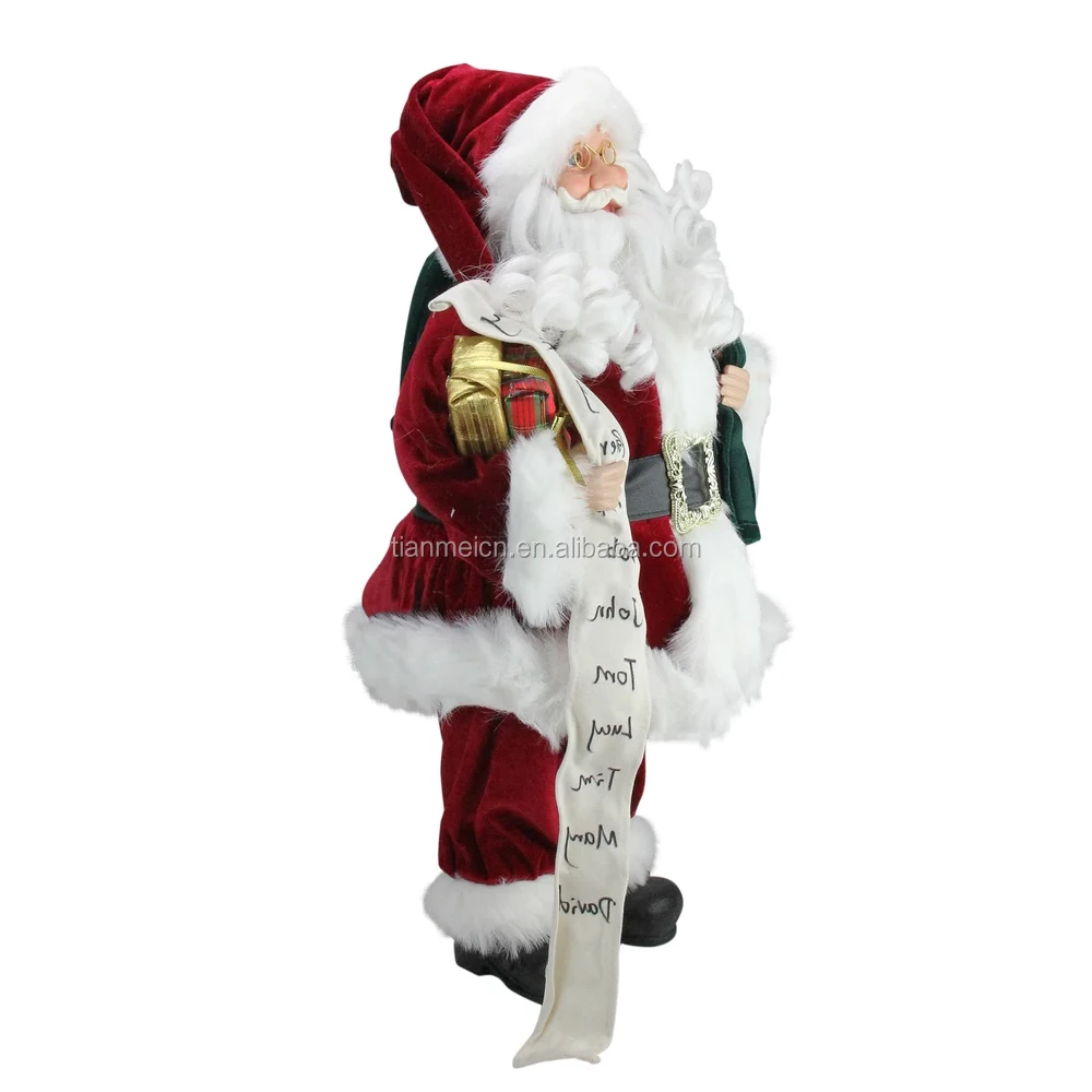
30~110cm Christmas Standing Santa Claus with name list Ornament Decoration Traditional Holiday Figurine Collection Xmas series 