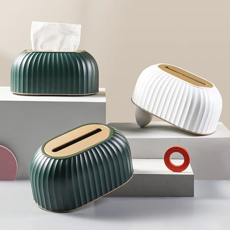 Wholesale Creative Striped Household Living Room Tissue Box Simple Fashion Desktop Paper Holder