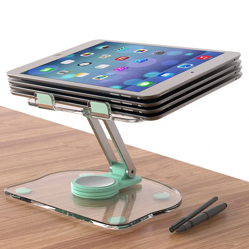 New Folding Tablet 360 Degree Rotating Adjustable Tablet Phone Stand Holder Acrylic Metal Item Style Clear Holder