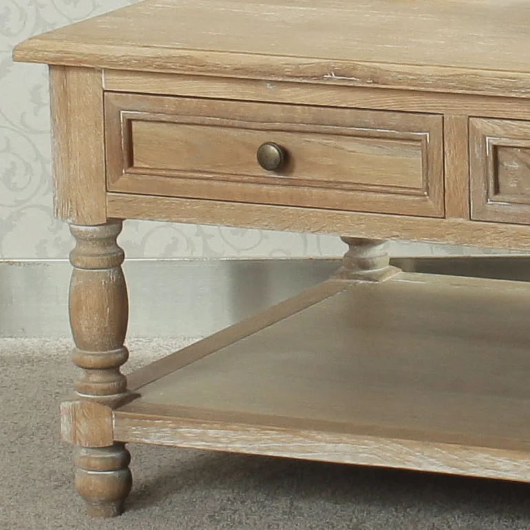 
Antique European style solid oak wood coffee table/Hand carved 3 drawers Tea Table(DT-1096-OAK) 