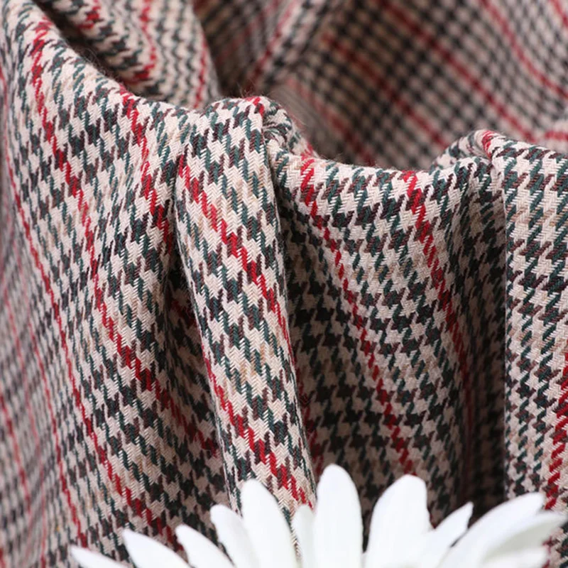Spot supply woolen houndstooth wool blended coat women handbag Luggage colorful houndstooth fabric