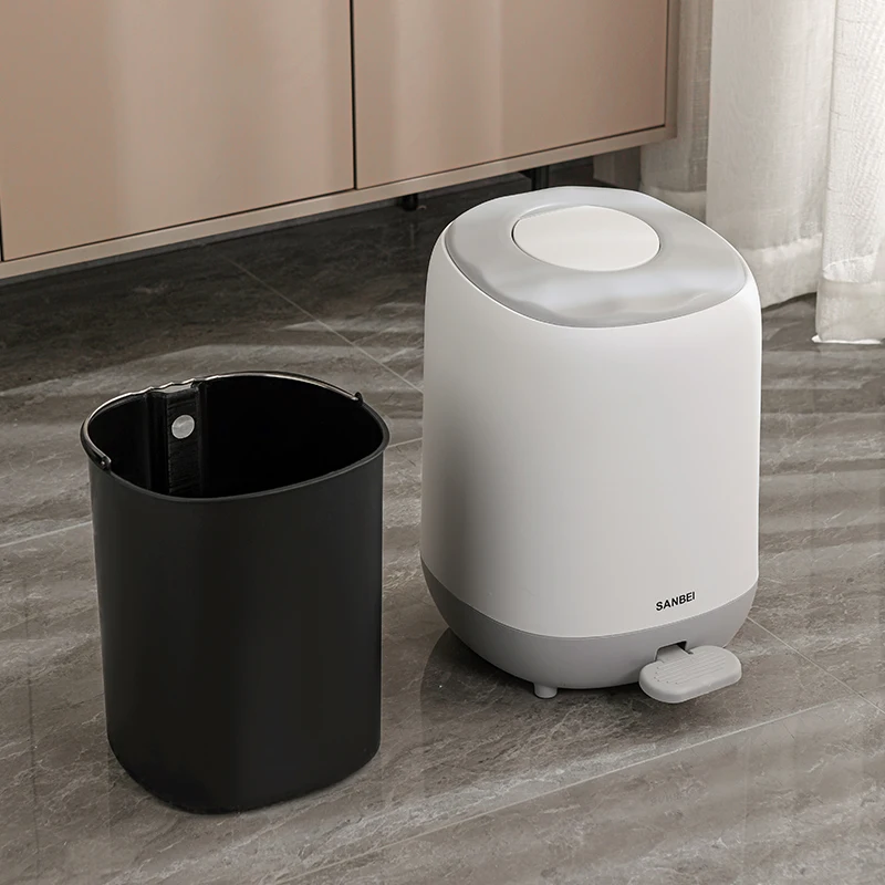 New Design Double Press Lid Trash Can Foot Pedal Waste Bins Hygiene Washroom Sani bins