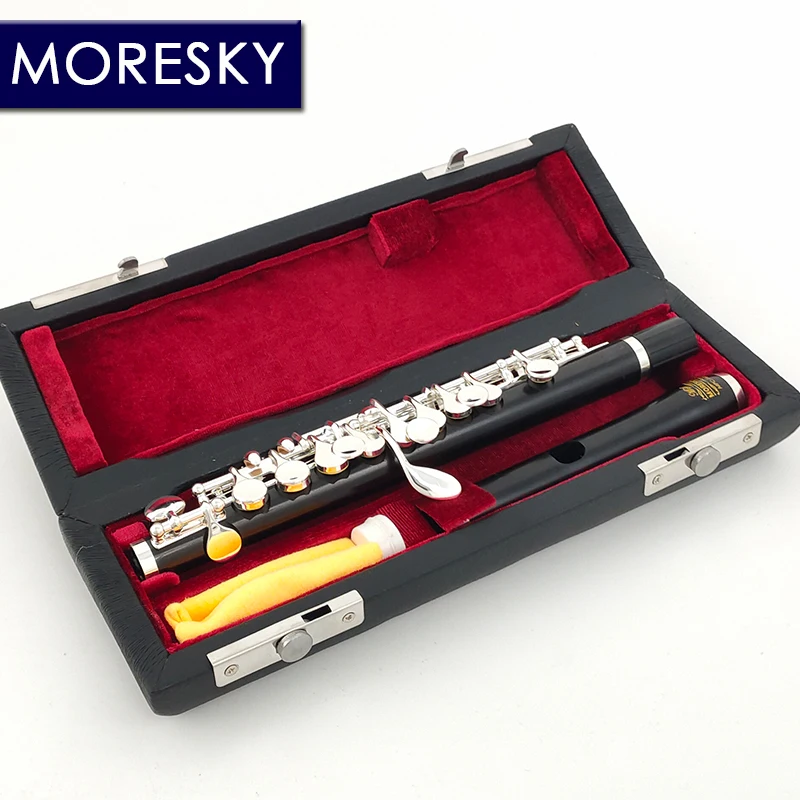 MORESKY Ebony Piccolo C Key Cupronickel Half-size Flute Silver Plated Body Material Ebony MPC-163
