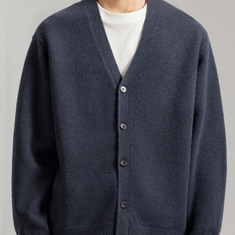 Custom Mens 12GG 100% Merino Wool Full Zip Up Cardigan Sweater Zipper Knitted Jacket For Man China Knitwear Manufacturer