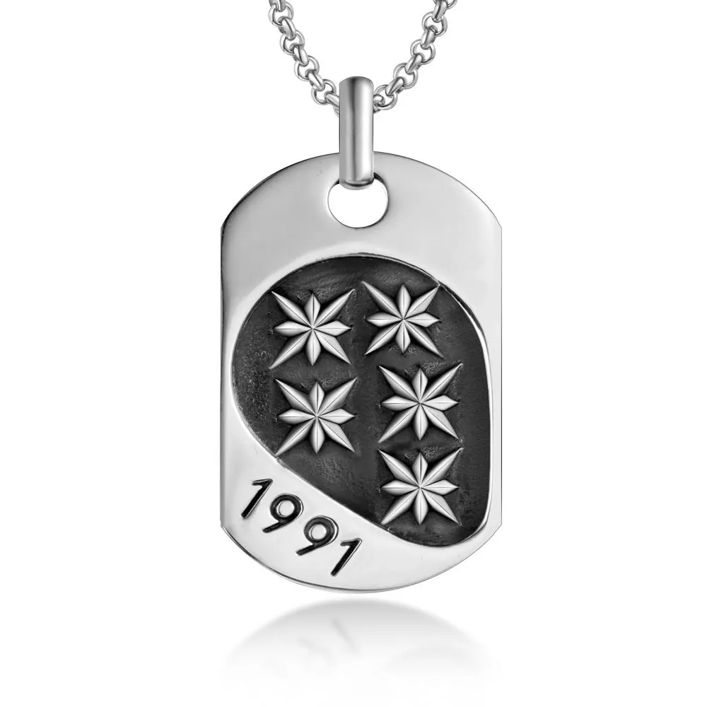 Men Rock HipHop Religious Jewelry Stainless Steel Cool Spear Mantra Pendant with Six words Truth Om mane padme hum