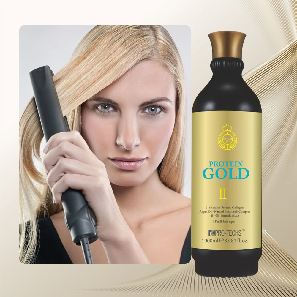Salon Use 1000ml Brazilian keratin protein treatment hair straightening gold protein for Arabic Africa Hair