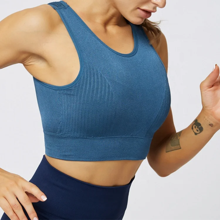 Wholesale yoga wear longline sports bra top women seamless sport bra