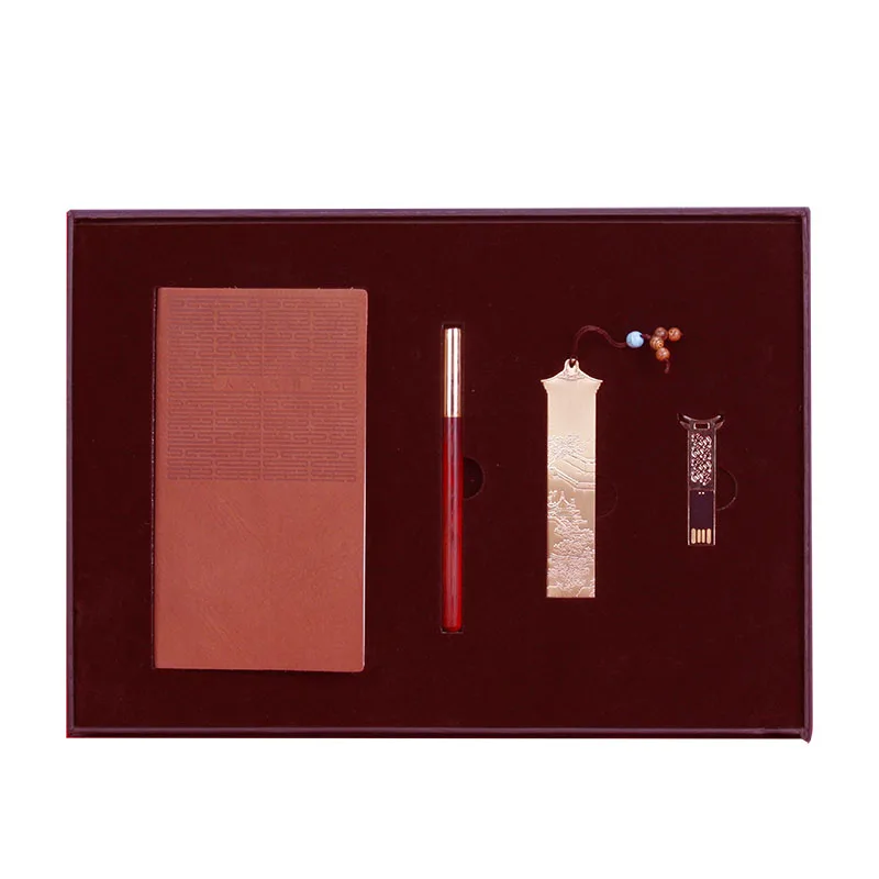Business Characteristic Redwood Handheld Gift Set of Four, Notepad, Signature Pen, USB Disk, Bookmarks new product ideas 2024