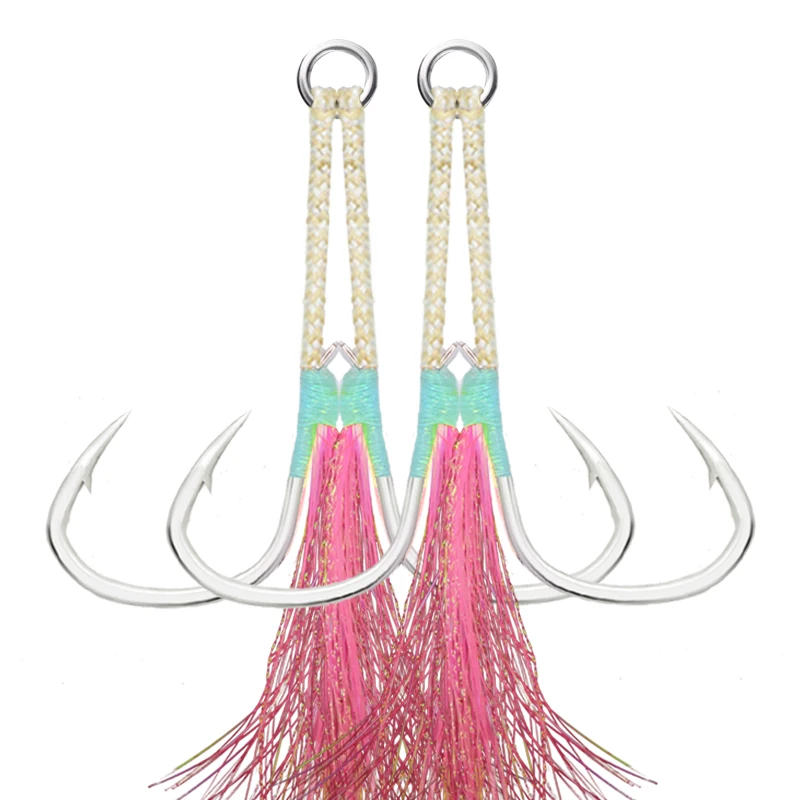 MAG 1/0 2/0 3/0 4/0 5/0 6/0 Jigman fishing Jigging doubleassist hook high carbon glow steel wire line