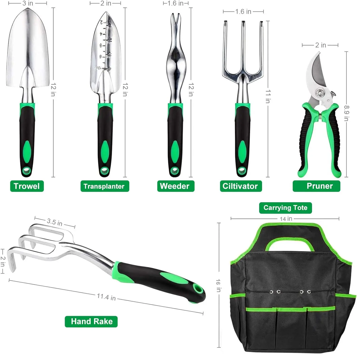 8pcs Garden Tools Set  Gardening Tools with Storage Tote Bag and Non-Slip Handle