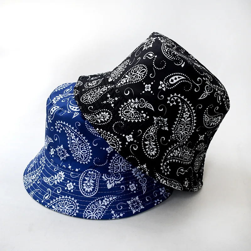 Korea ins cashew flower double-sided fisherman hat summer can be customized logo trendy men street all-match sunscreen hat