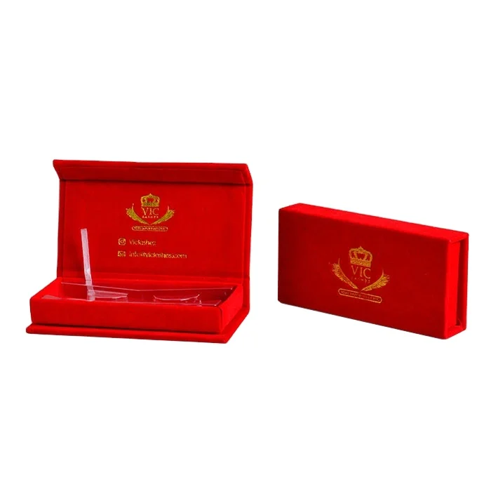
Customized logo luxury empty bulk private label lash red velvet packaging eyelash box 