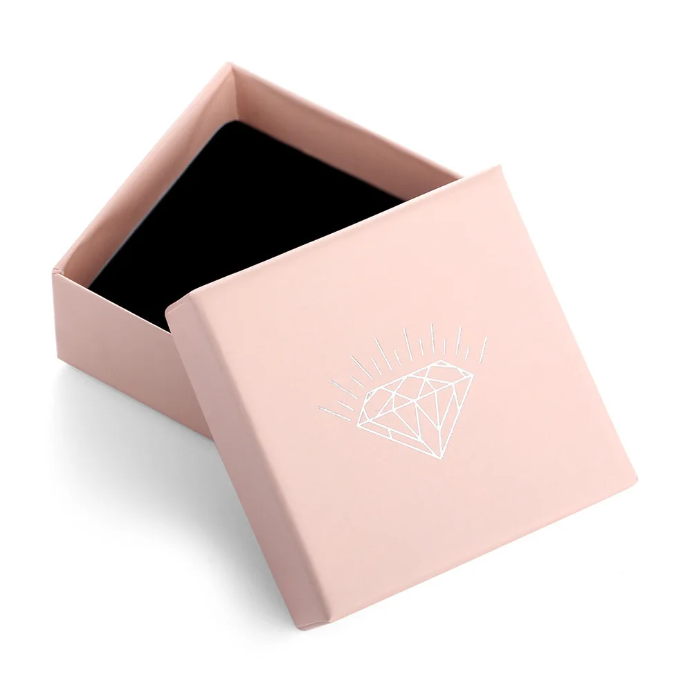 Luxury custom logo pink wedding favors jewelry ring packaging cardboard gift box