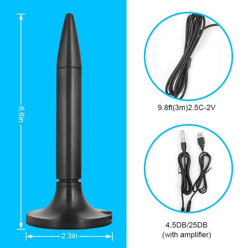 Free Sports Channel Smart Digital TV Antenna High Gain Indoor TV Antenna Cable Amplifier Signal Booster Outdoor TV Antenna