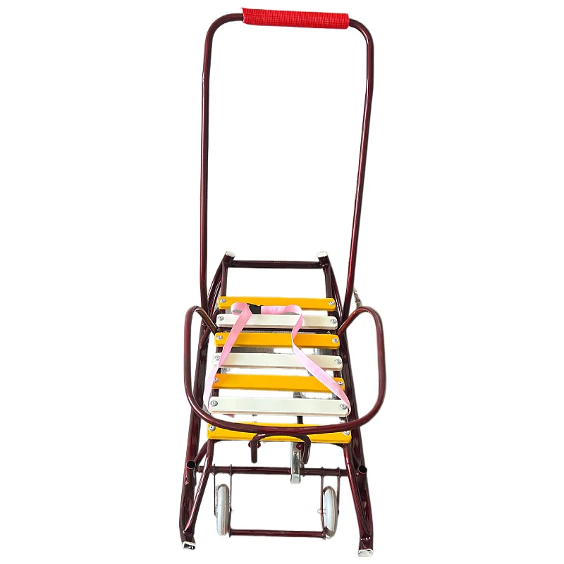 Wholesale High Quality Four Wheels Winter Outdoor Bobsleigh Metal and Wooden Sleds