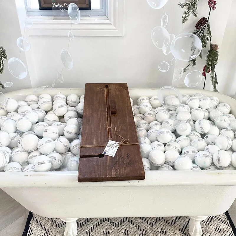 Waterproof Bath Tray Caddy Bathtub Tray Wooden Tub Organizer Holder for Wine Book Soap Phone Luxury Gift For Men Women Bathroom