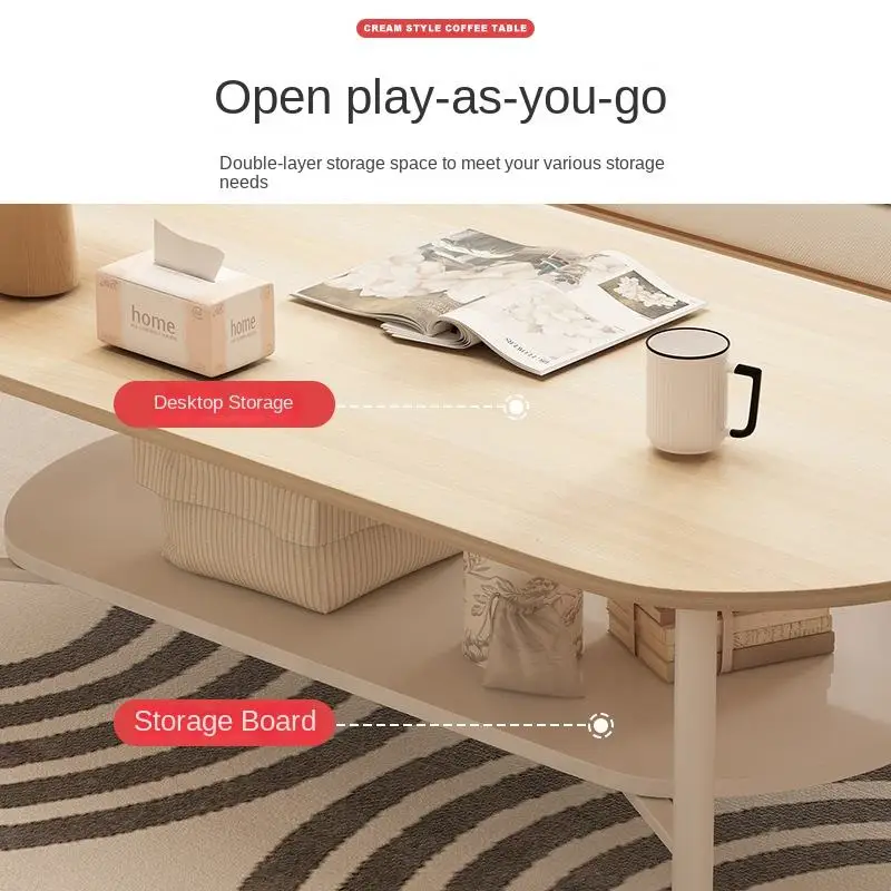 Coffee Table Small Apartment Living Room Home Sofa Tea Table Simple Modern Oval Table Minimalist Cream Style