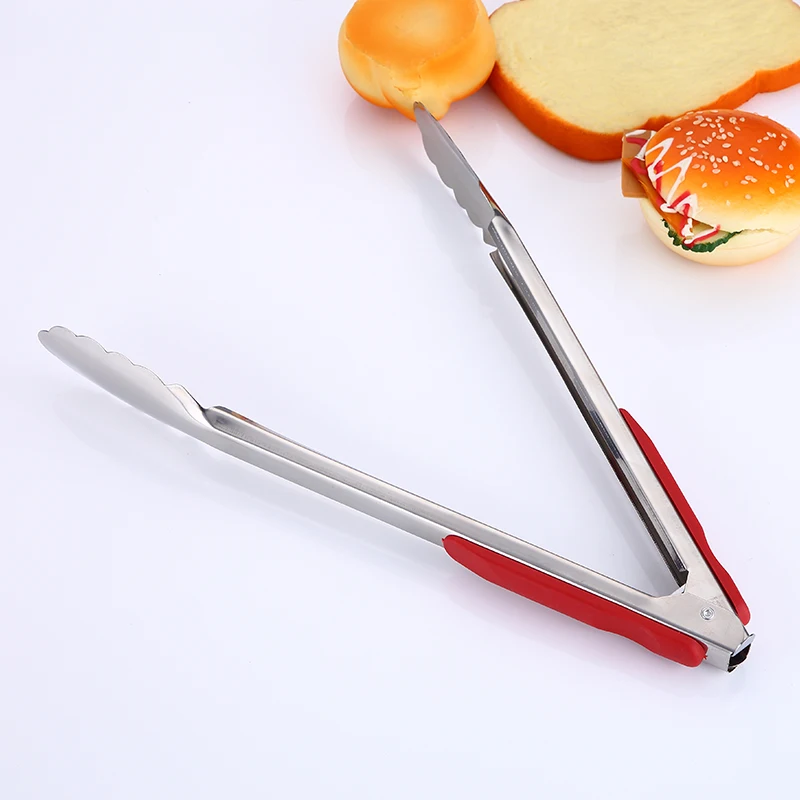 Serving Bread Clip Silicone Kitchen Tong Accessories Plastic Handle Mini Buffet Heat Resistant Stainless Steel Food Tongs