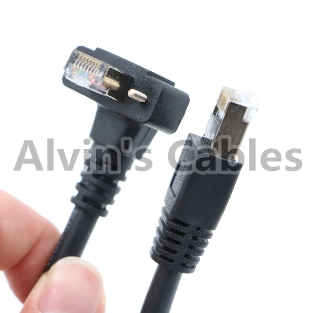 
GigE Cat6 Screw Lock horizontal Right Angle RJ45 DrC Cable for Basler Cameras 