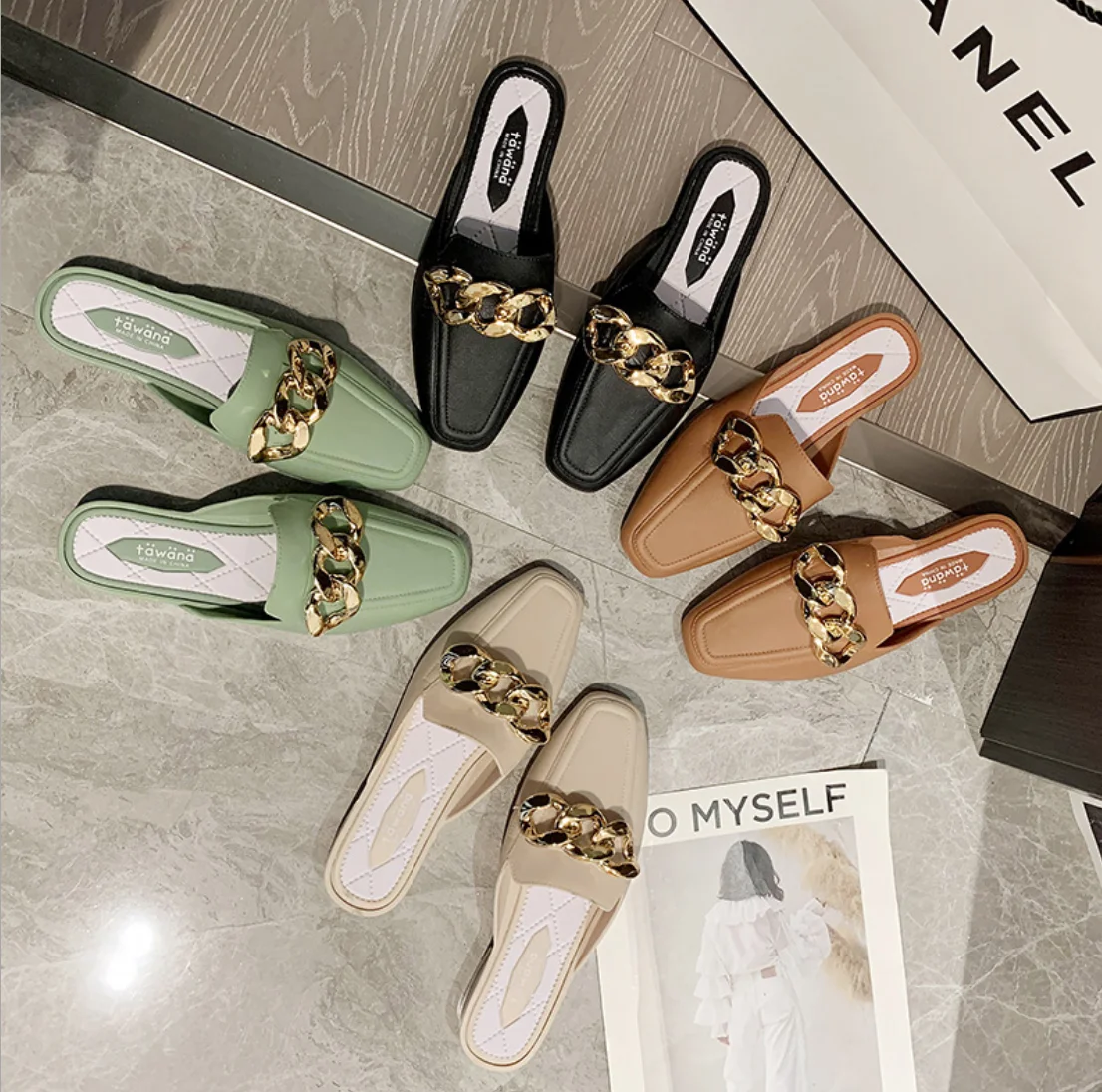 
lady fashion PVC slippers sandal with square heel 