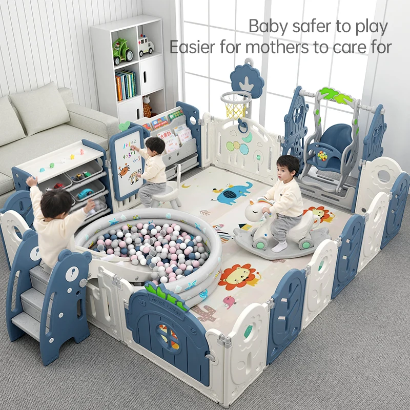2024 Plastic Baby Trend Play pen Big Size indoor Luxure Foldable Adult Baby Playpen Plastic Care Fence Kids Playpens
