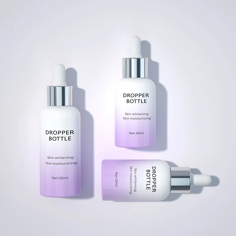 Luxury Custom Round Shape 30ml 50 ml Cosmetic Hair Oil Squeeze Glass Face Serum Essential Oil Dropper Bottle For Oil