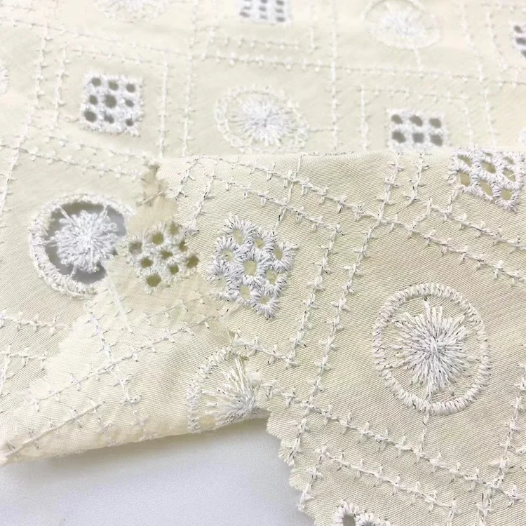 New materials fabrics embroidery organic 55%poly 45%viscose baby dresses fabric for clothing