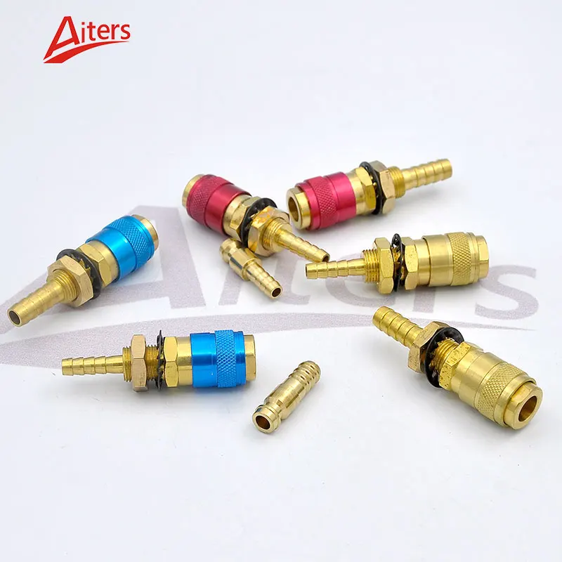 Water Cooled & Gas Adapter Quick Connector Fitting for MIG TIG Welding Torch Red + blue Circle Gas to water Quick Connector