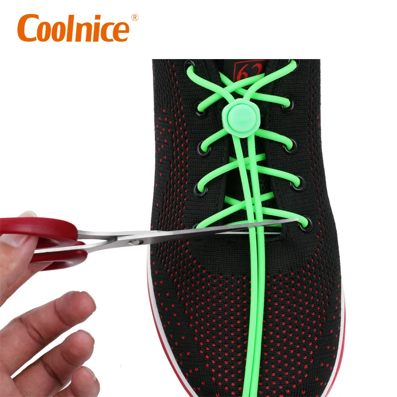 Update Easy Clean 120cm Green Silicone Brown Elastic Lazy Tieless lock Shoelace For Dance Shoes
