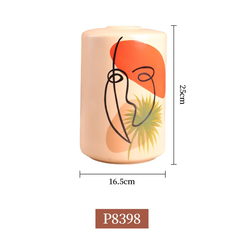 
Factory cheap wholesale custom Nordic hand painted ceramic vase home decoration 