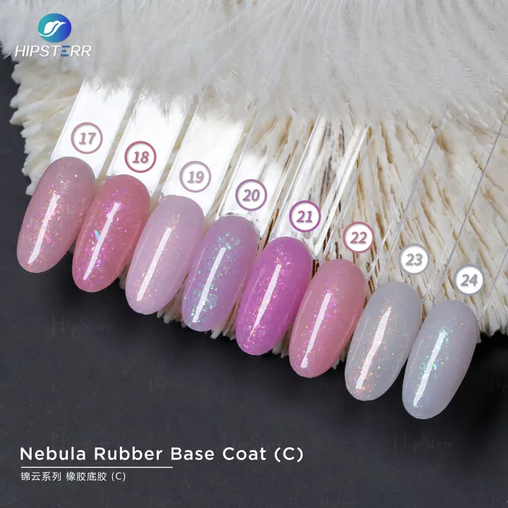 Hipsterr 8ML 15ML 1KG Hot Popular Hard Gel Base New Nebula Glitter Rubber Base Coat  Spring Collections Glitter Base Gel