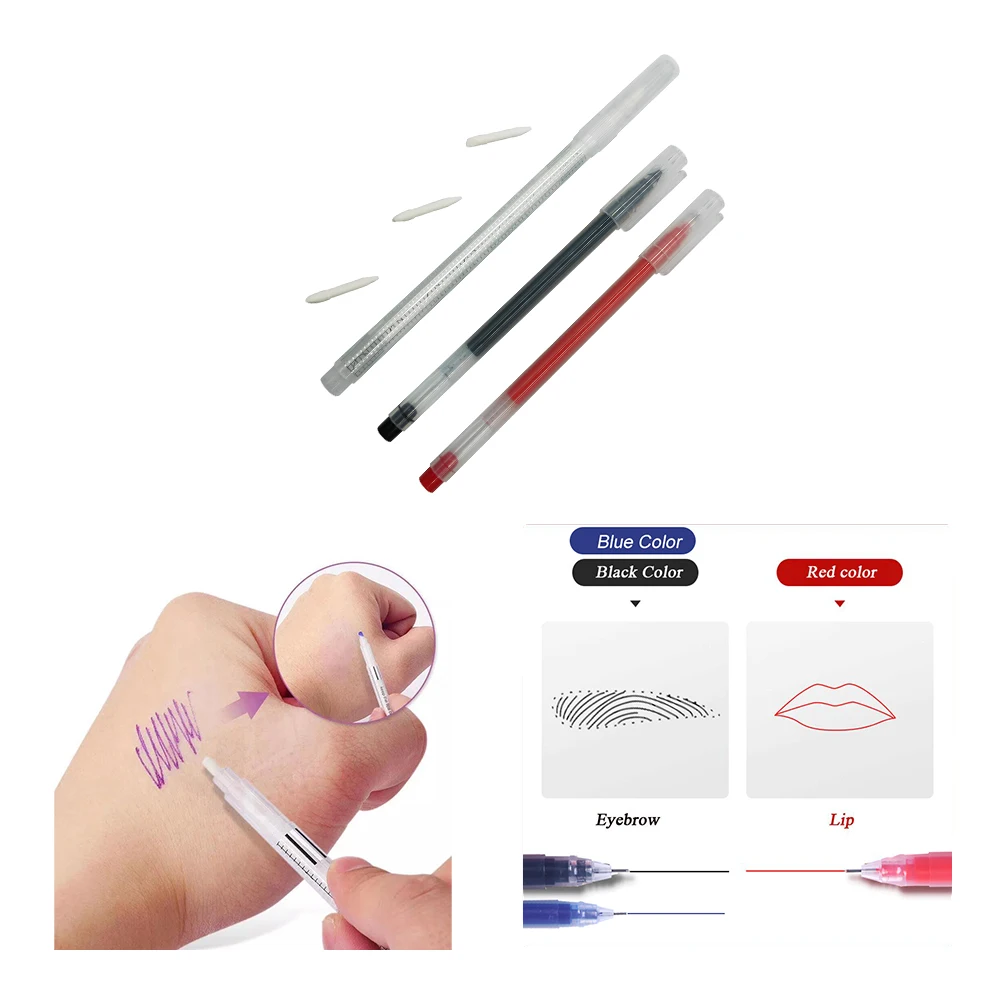 Profession Manual Microblading Pen Makeup Tools Permanent Eyebrow Marker Beauty Tools One Magic Erase Pen and Two Locator Pens