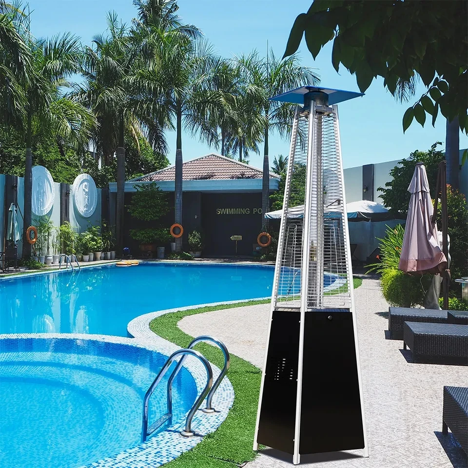 Manufactory Direct Outdoor Wheeled 48,000 BTU Manufactory Direct Outdoor Gas Pyramid Patio Heater
