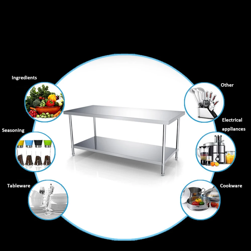 304 stainless steel workbench double-layer rack packaging table kitchen chopping board commercial operating table