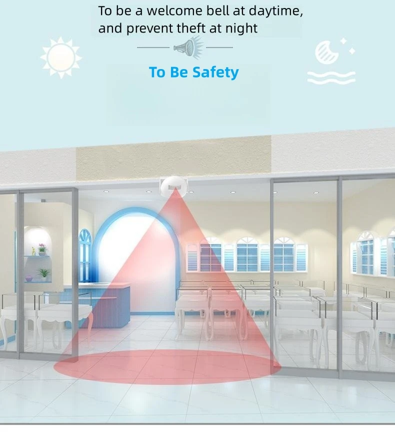 Hot Selling Customized Musics Wireless Motion Sensor Detector Entrance Alarm Welcome Doorbell for Shops
