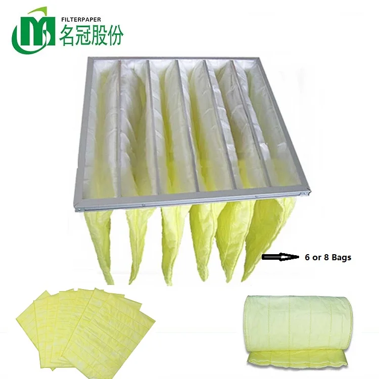 Inner 6-8 pockets Bag Ultrasonic-bonding  Medium Efficiency Bag Filter Media
