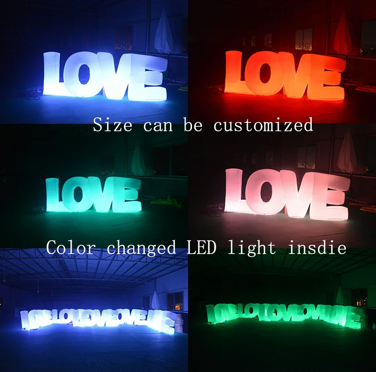 Custom advertising alphabet giant 10ft inflatable letters with led light decoration