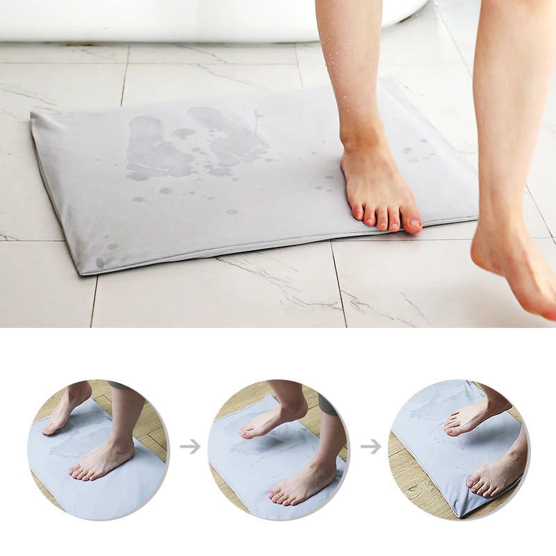 High Quality Water Absorbent Fabric Soft Diatomite Drying Bath Mat Non-Slip Diatomaceous Earth Bath Mat