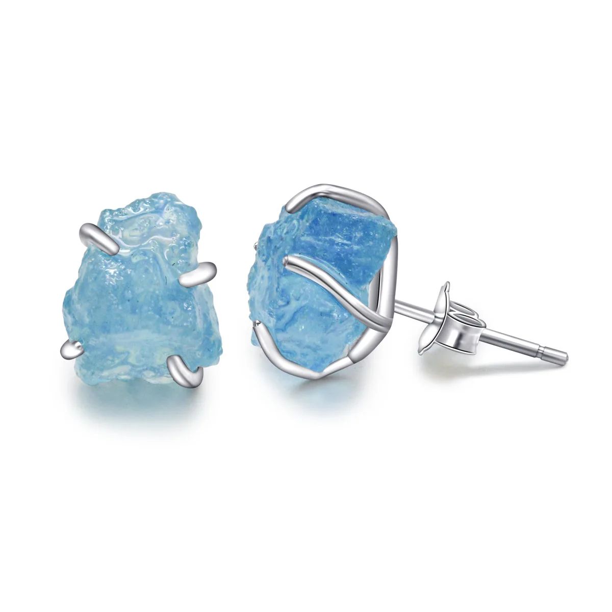 New Solid 925 Sterling Silver Waterproof Tarnish Free Raw Crystal Ring Gemstone Moonstone Statement Jewelry for Women
