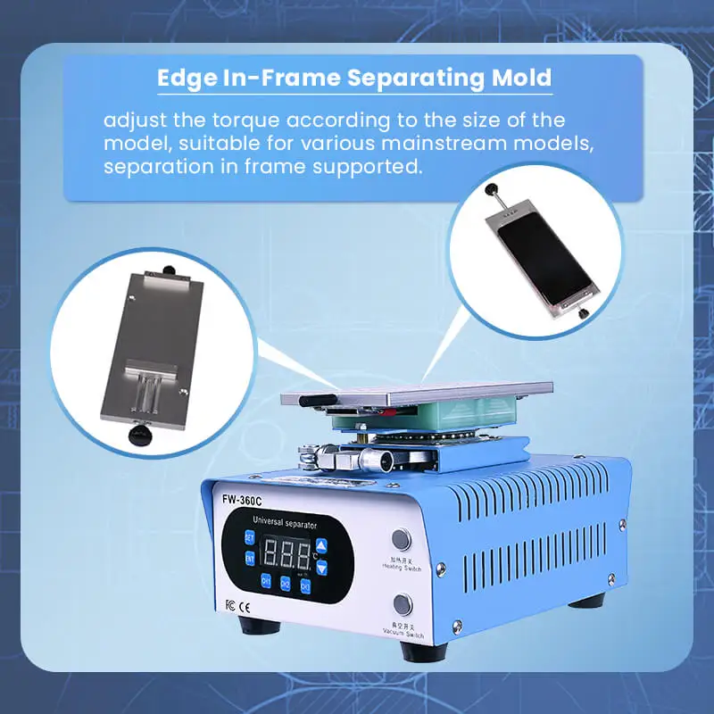 FORWARD FW-360C Vacuum Separator Machine Rotary Platform LCD Edge Flat Screen Separating For Mobile Phone Screen Replace Repair